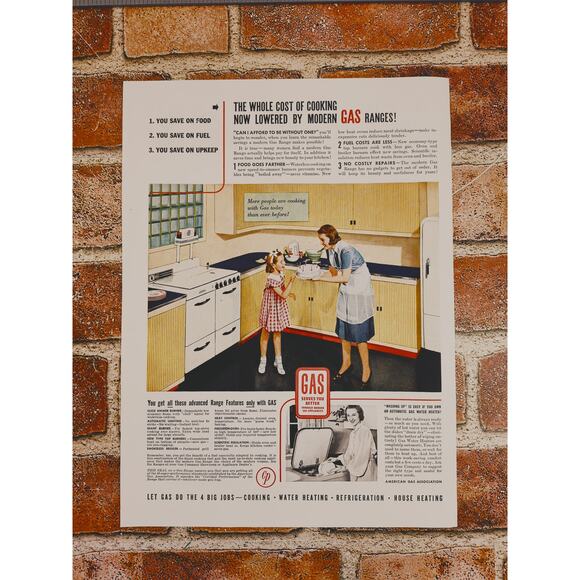 1940 Vintage American Gas Association Print Ad‎ Retro Kitchen Appliances Decor - Picture 10 of 10